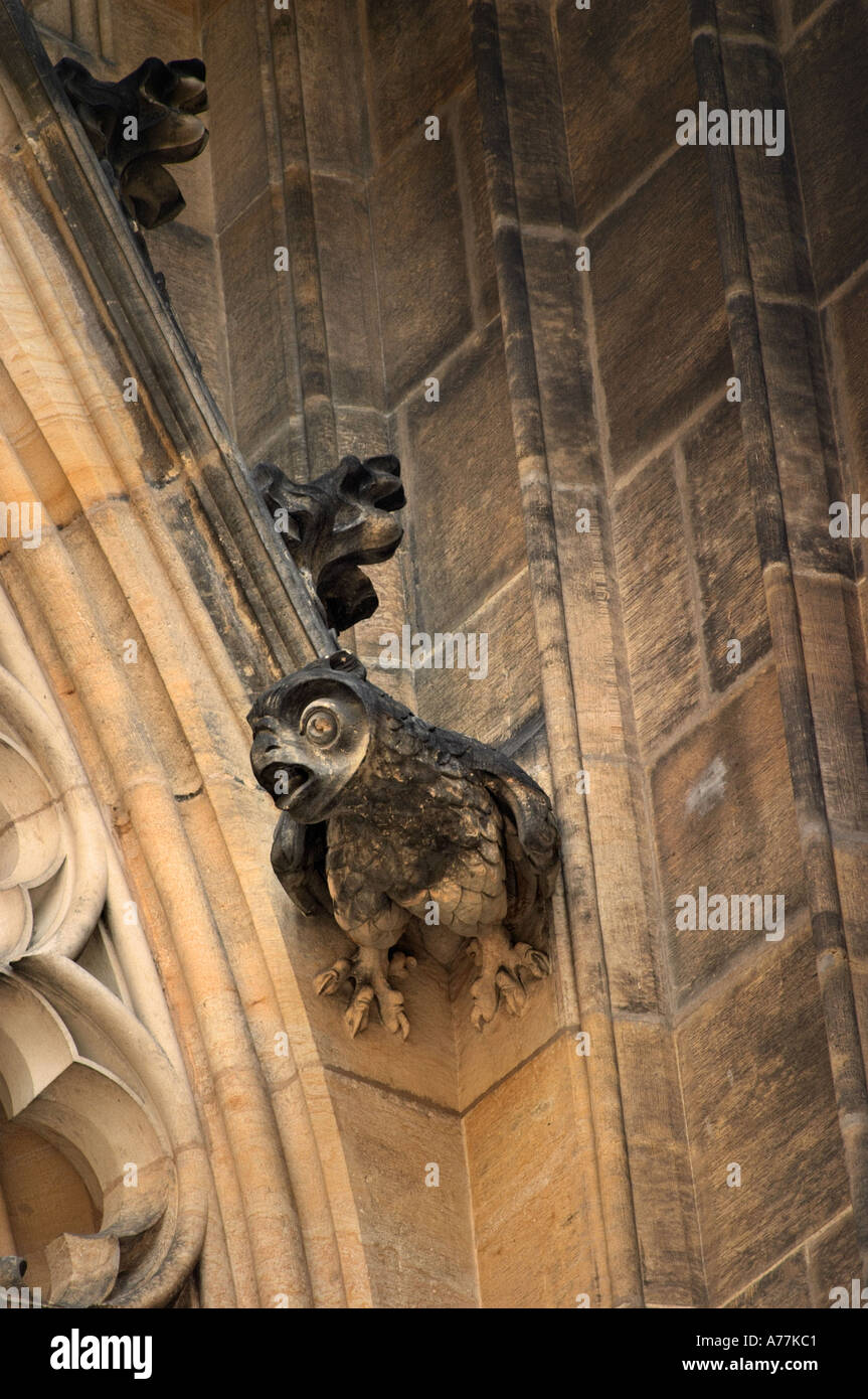 Bird Gargoyle sulla parete della Cattedrale di San Vito a Praga Repubblica Ceca Foto Stock
