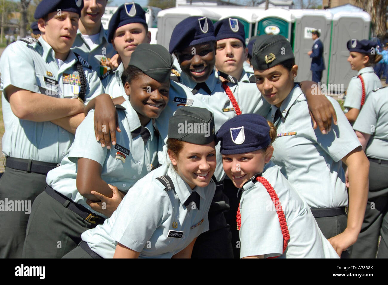 Junior Reserve Officer Training Corp ROTC in Festival di fragola Parade Plant City Florida FL FLA USA US Foto Stock