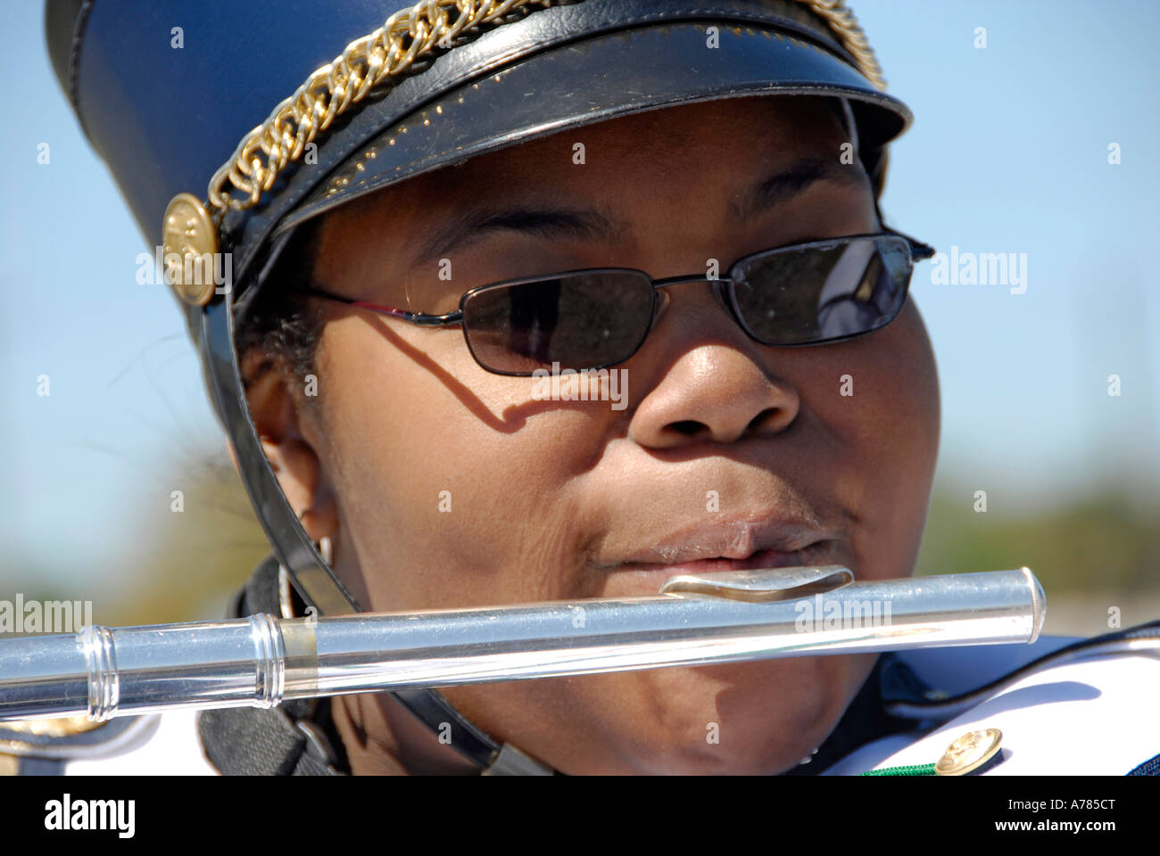 High School Marching Band partecipare al Festival di fragola Parade Plant City Florida FL FLA USA US Foto Stock