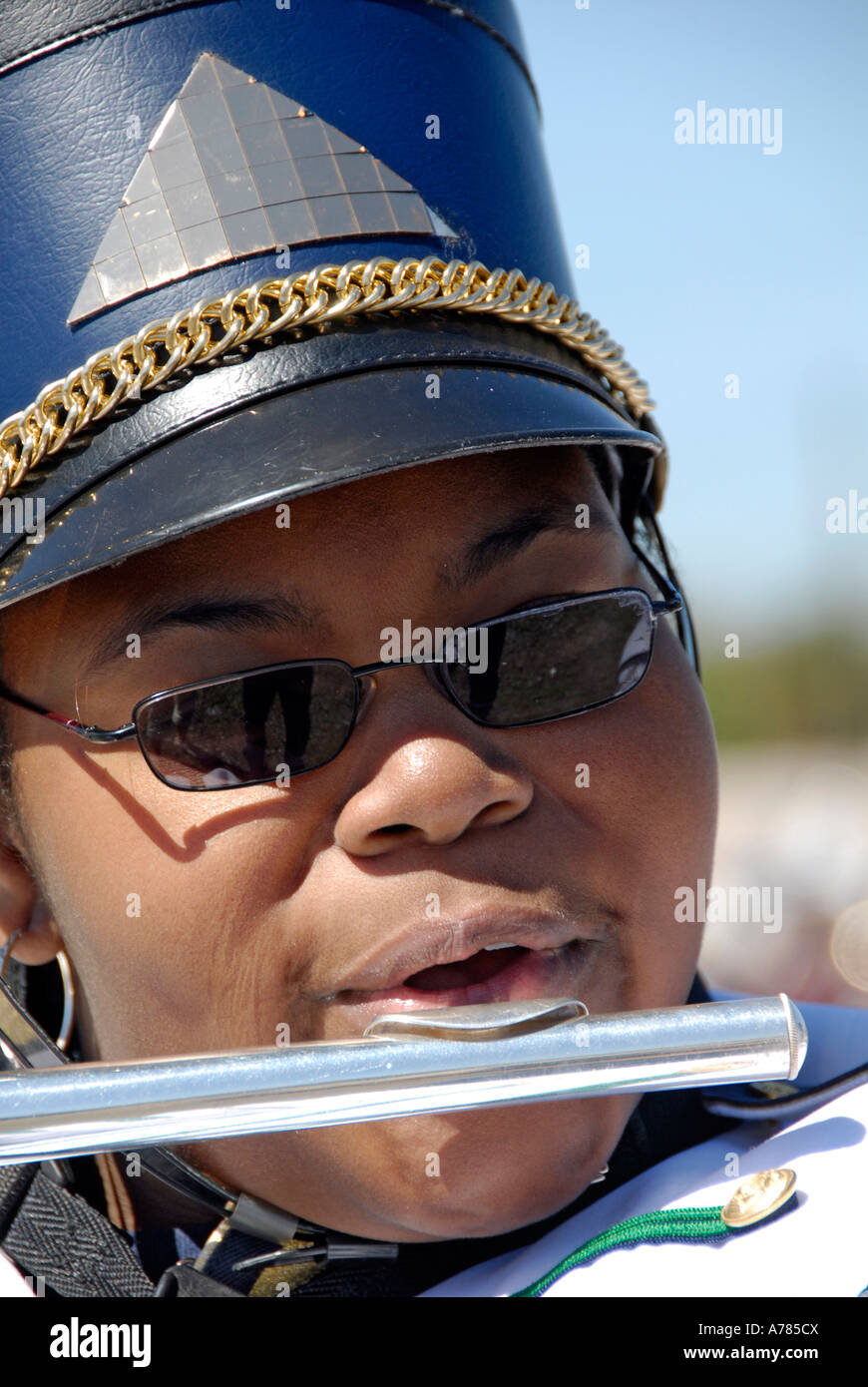 High School Marching Band partecipare al Festival di fragola Parade Plant City Florida FL FLA USA US Foto Stock