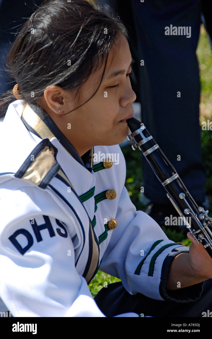 High School Marching Band partecipare al Festival di fragola Parade Plant City Florida FL FLA USA US Foto Stock
