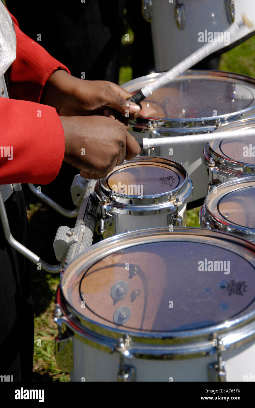 High School Marching Band partecipare al Festival di fragola Parade Plant City Florida FL FLA USA US Foto Stock