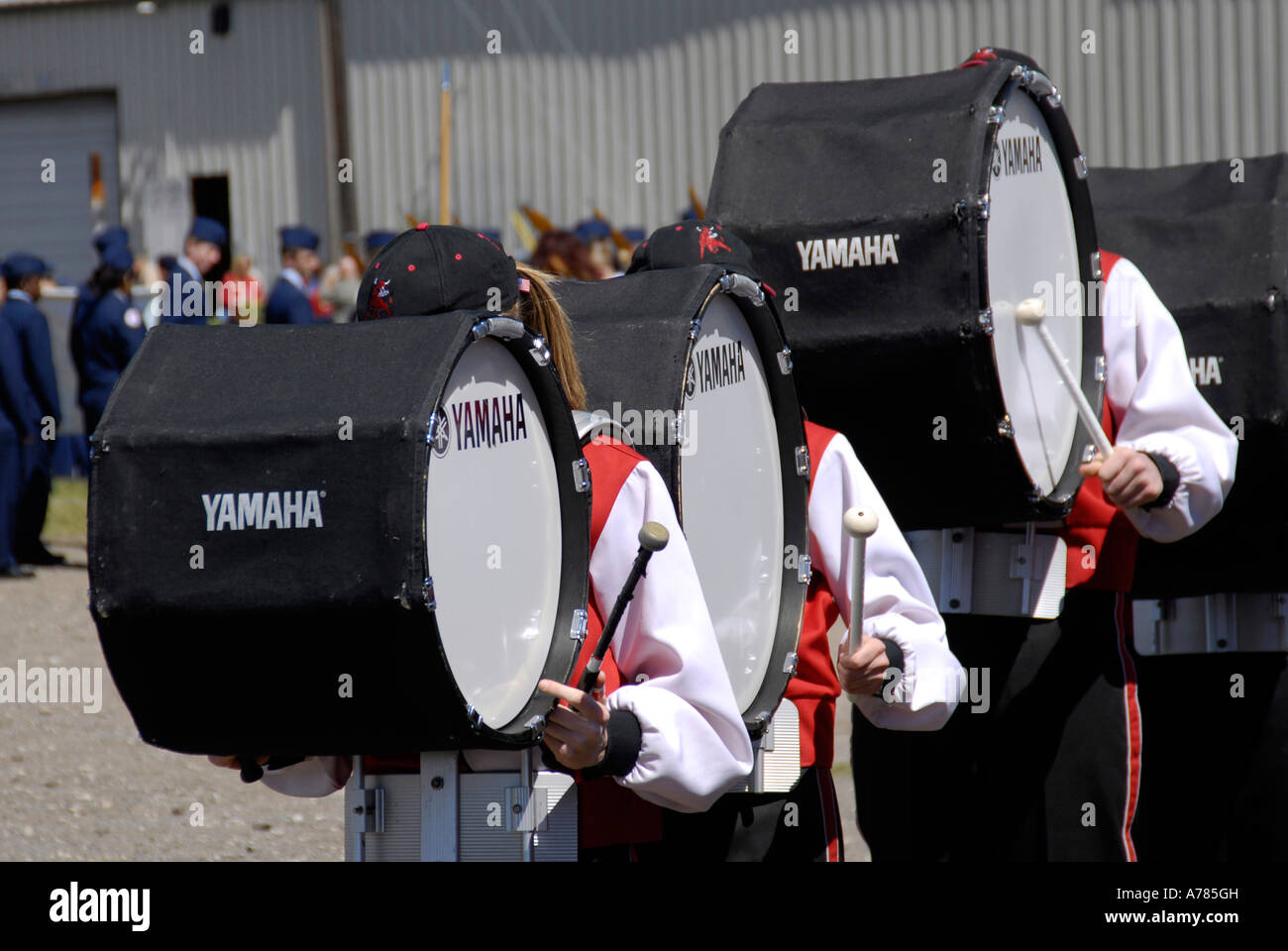 High School Marching Band partecipare al Festival di fragola Parade Plant City Florida FL FLA USA US Foto Stock