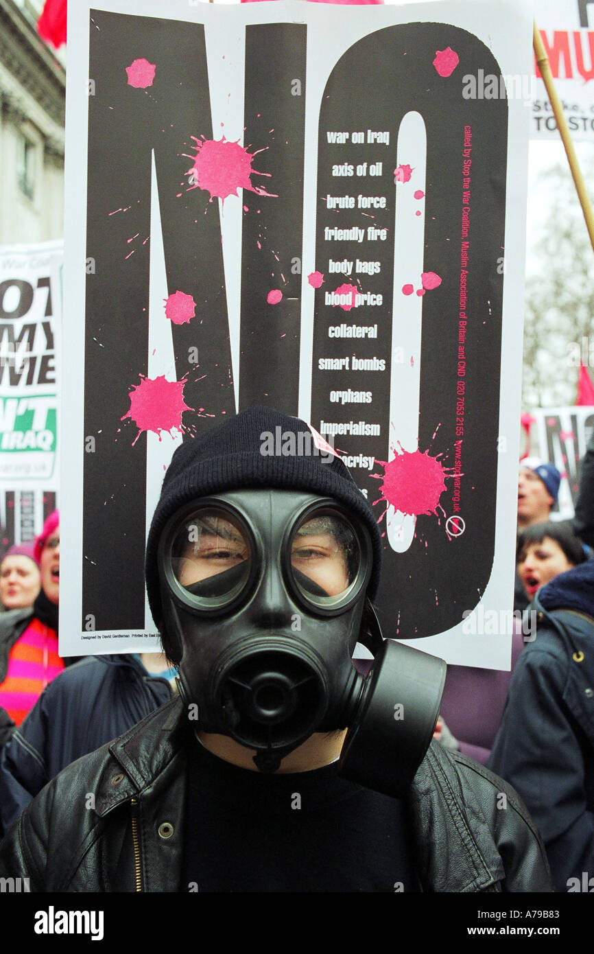 Dimostrazione organizzata da fermare la guerra coalizione a Londra per protestare contro la ripresa della guerra in Iraq, 15 febbraio 2003. Foto Stock