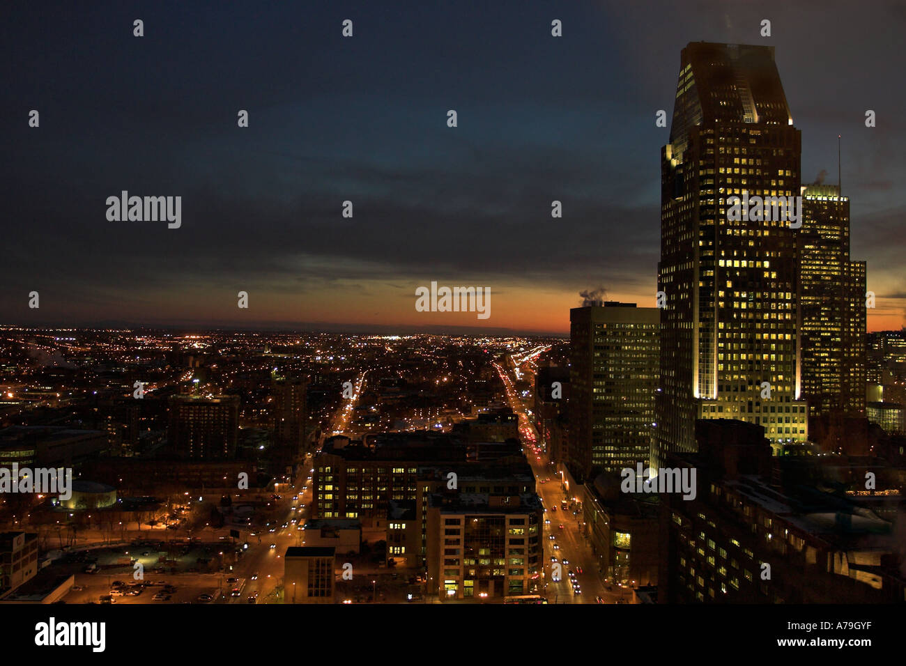 Montreal città al crepuscolo Foto Stock