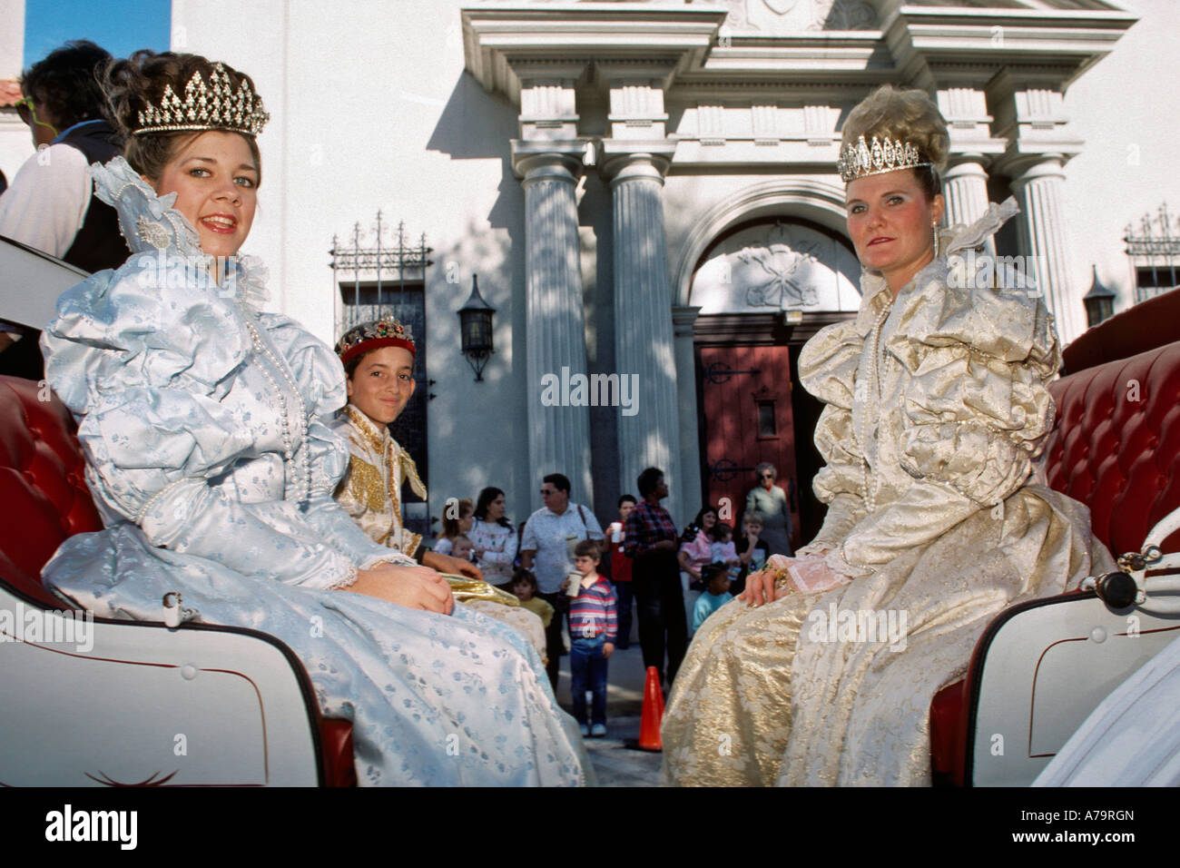 Reenactors nominato ogni anno per rappresentare la storica famiglia reale spagnola a St Augustine, Florida USA Foto Stock
