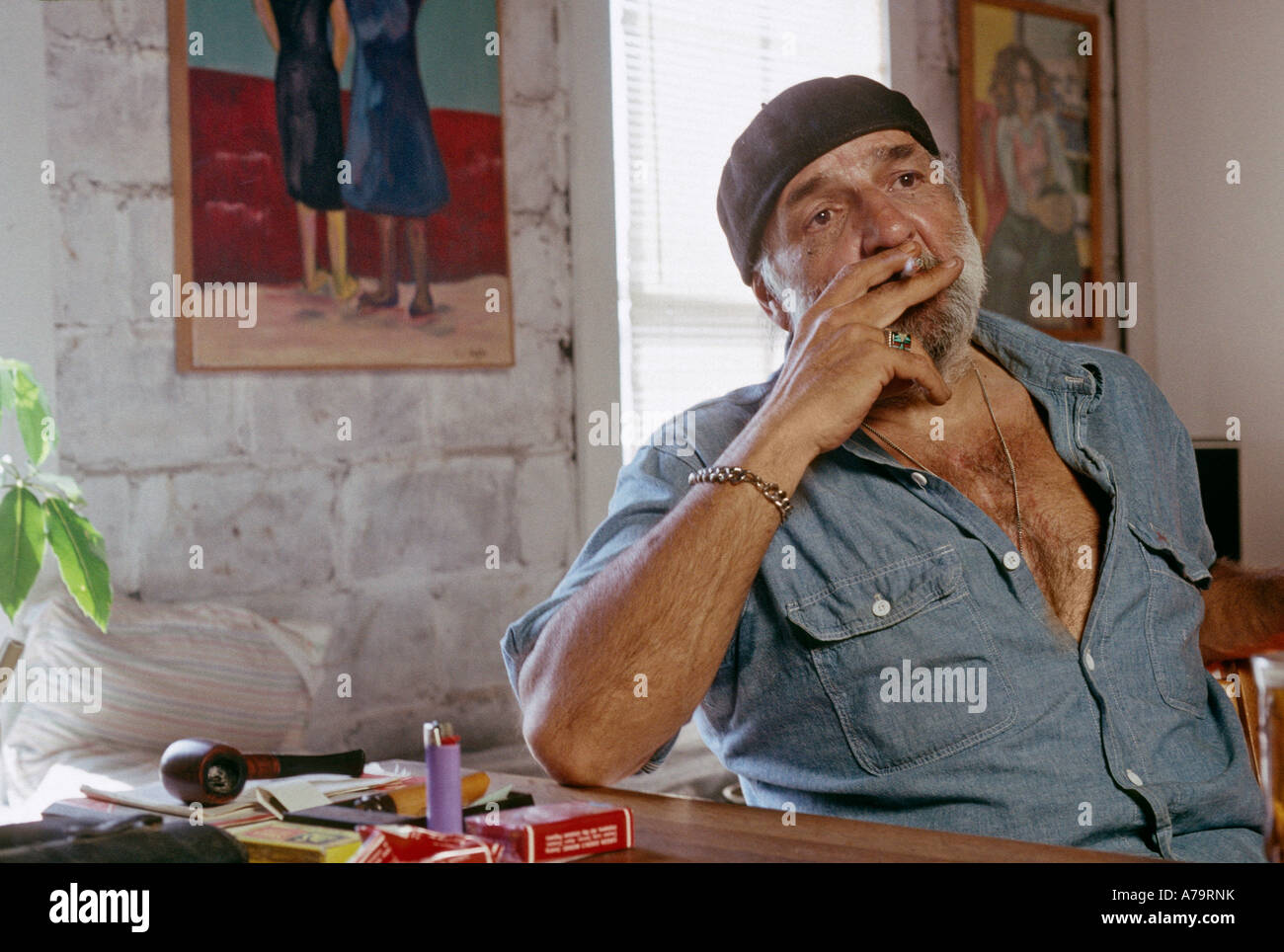 Pittore scultore nel suo studio di Sant Agostino Florida USA Foto Stock