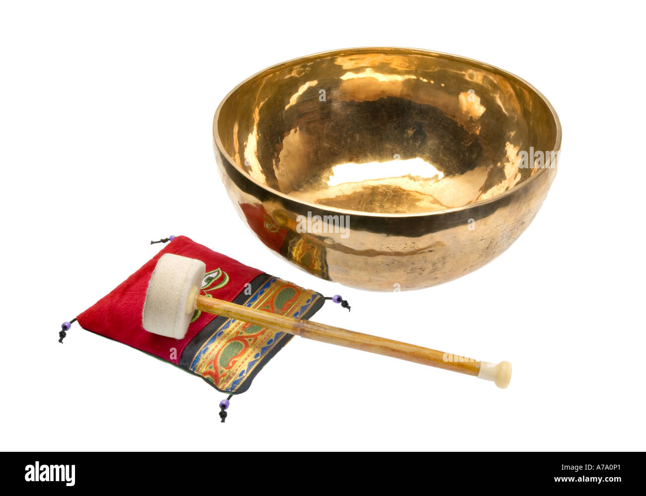 Singing Bowl e colpendo i bastoni da Nepal India tradizione dall'Himalaya a sperimentare il vostro Sé interiore Foto Stock
