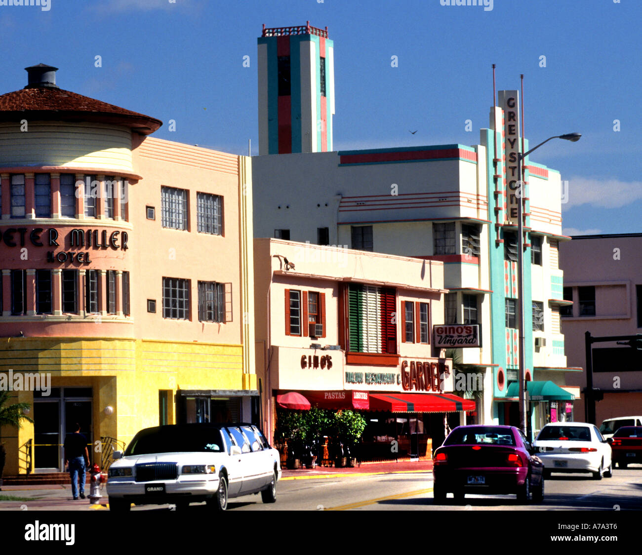 Miami Beach Art Deco storico quartiere Florida USA Foto Stock