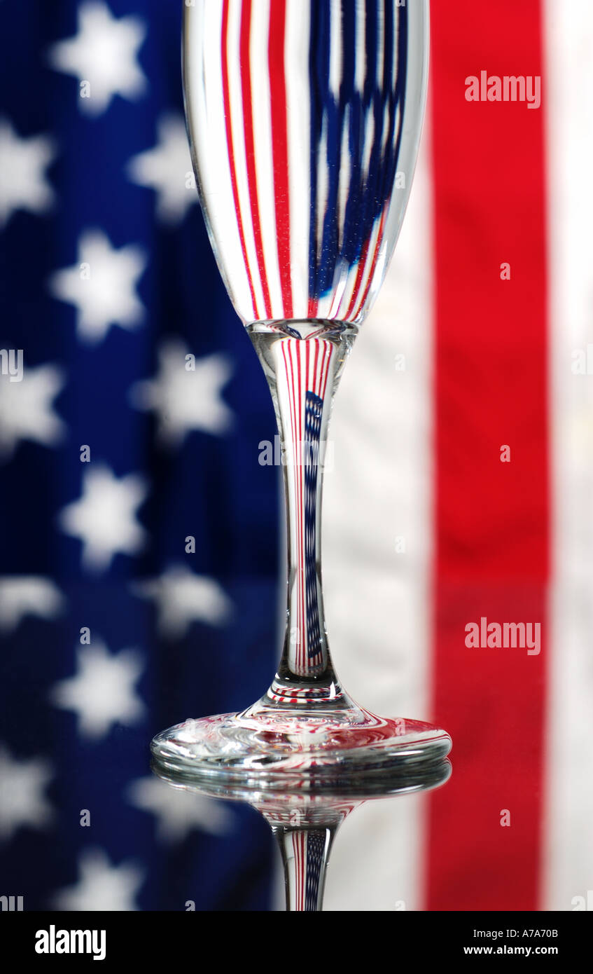 Bandiera americana con vetro Foto Stock