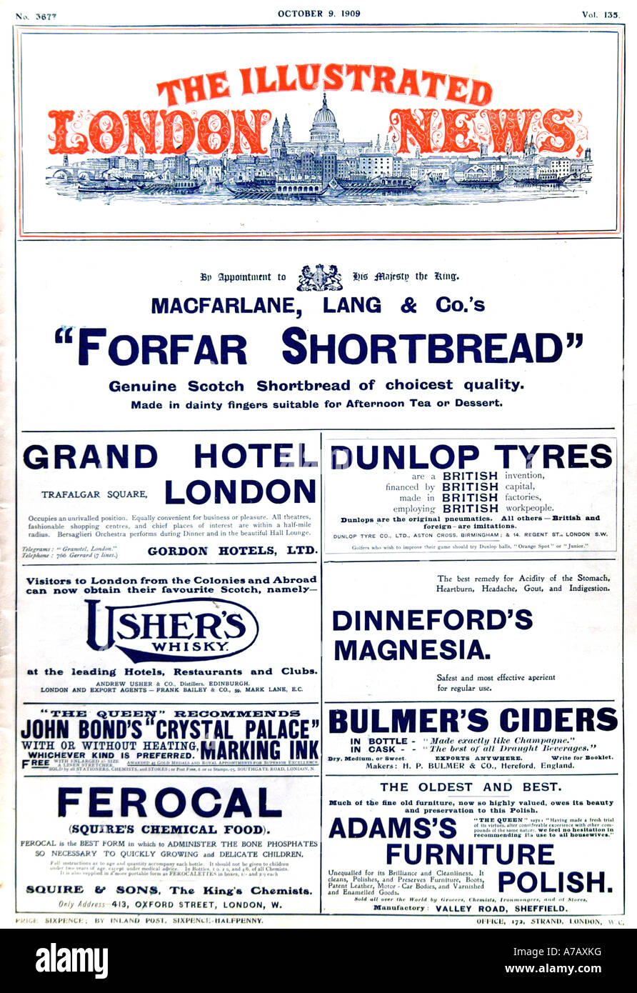 Il Illustrated London News del 9 ottobre 1909 soltanto per scopi editoriali Foto Stock