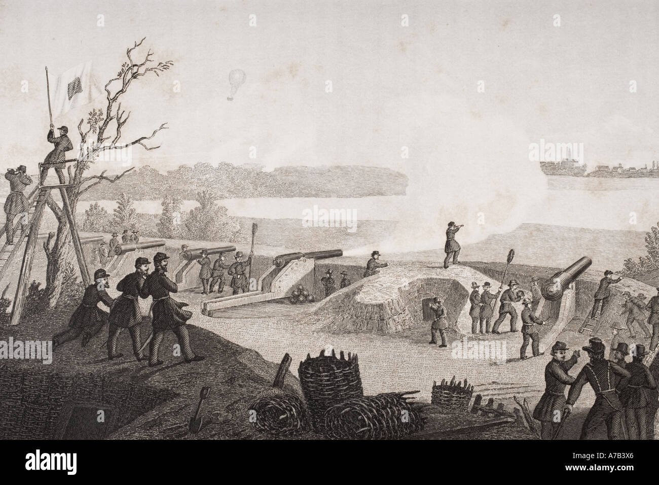 L'assedio di Yorktown, aka la Battaglia di Yorktown, la rinuncia a Yorktown, Tedesco battaglia o l assedio di Little York, durante la Guerra Civile Americana Foto Stock
