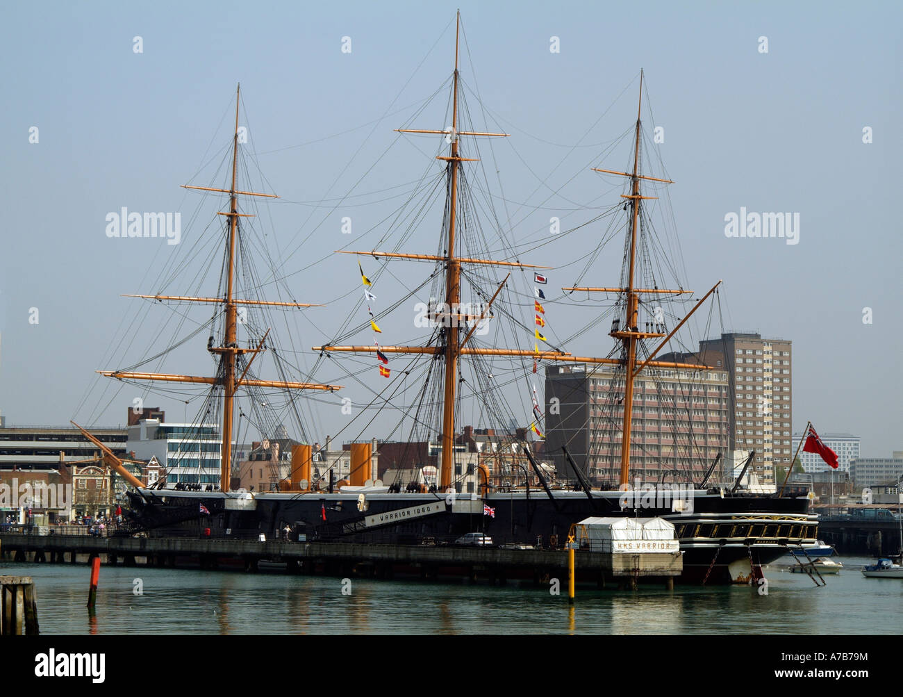 HMS Warrior 1860 vascello storico Royal Navy Portsmouth Inghilterra REGNO UNITO Foto Stock