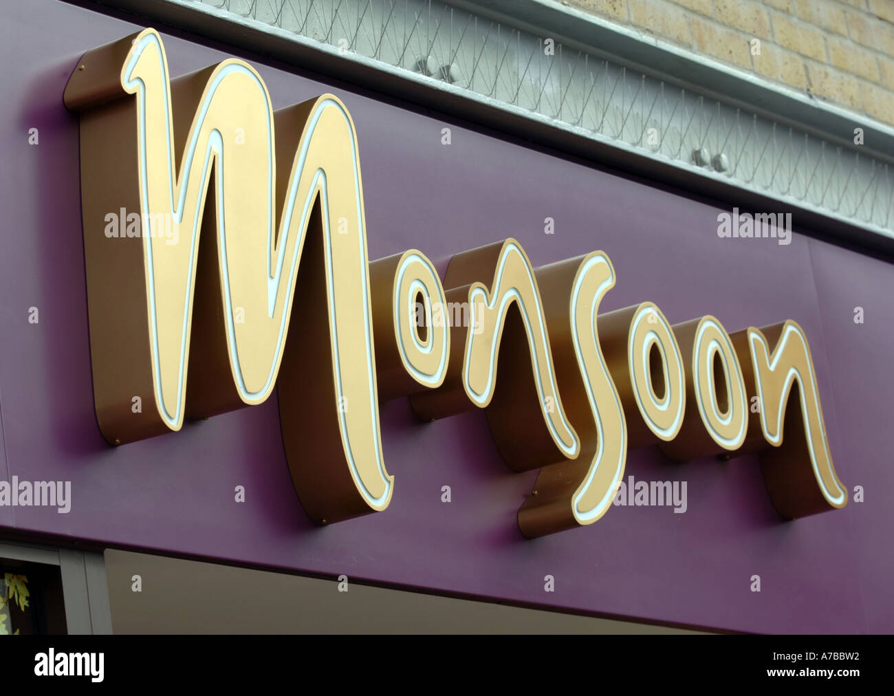 Monsoon shop segno, Gran Bretagna REGNO UNITO Foto Stock