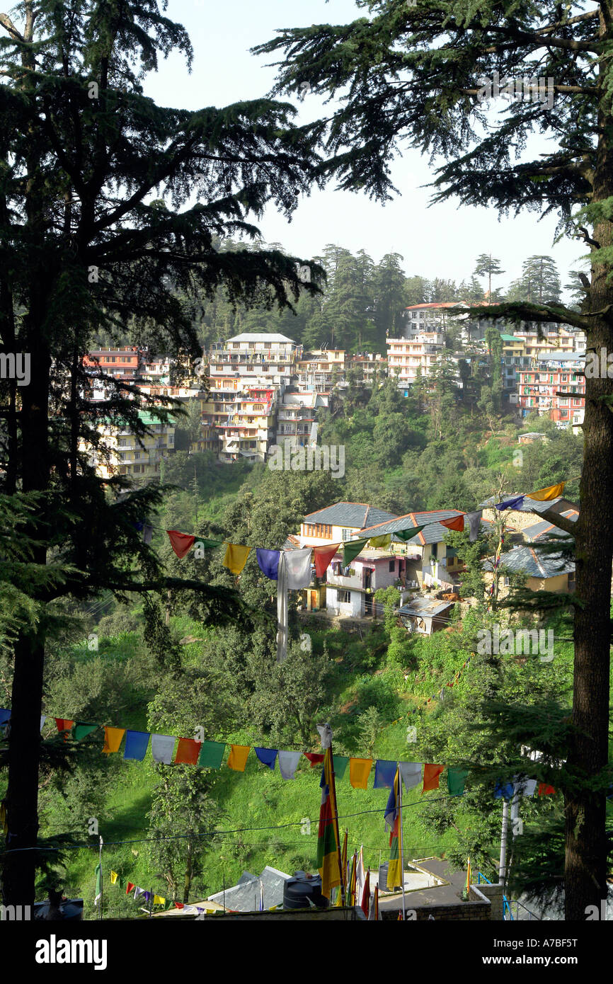Vista su mcleod ganj - India Foto Stock