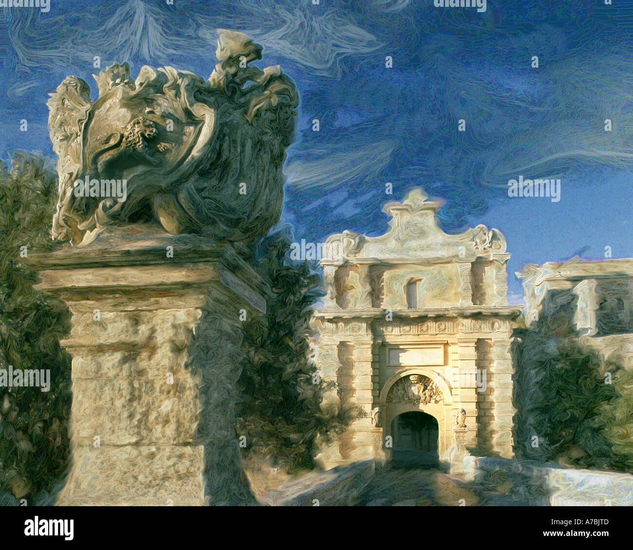 MT - Malta: Notabile Gate a Mdina (Arte Digitale) Foto Stock