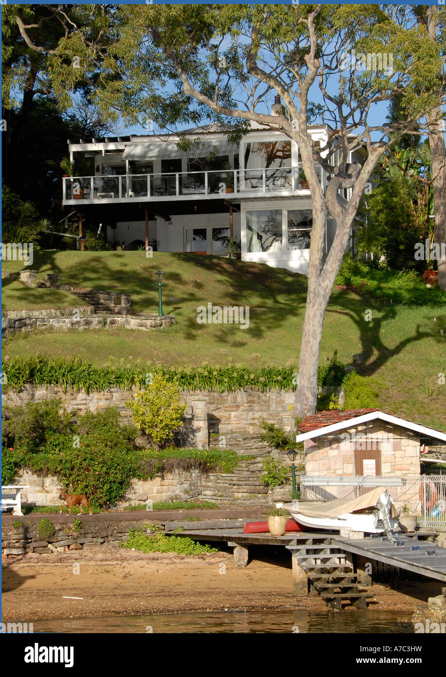 Waterside house Newport Pittwater Sydney NSW Australia Foto Stock
