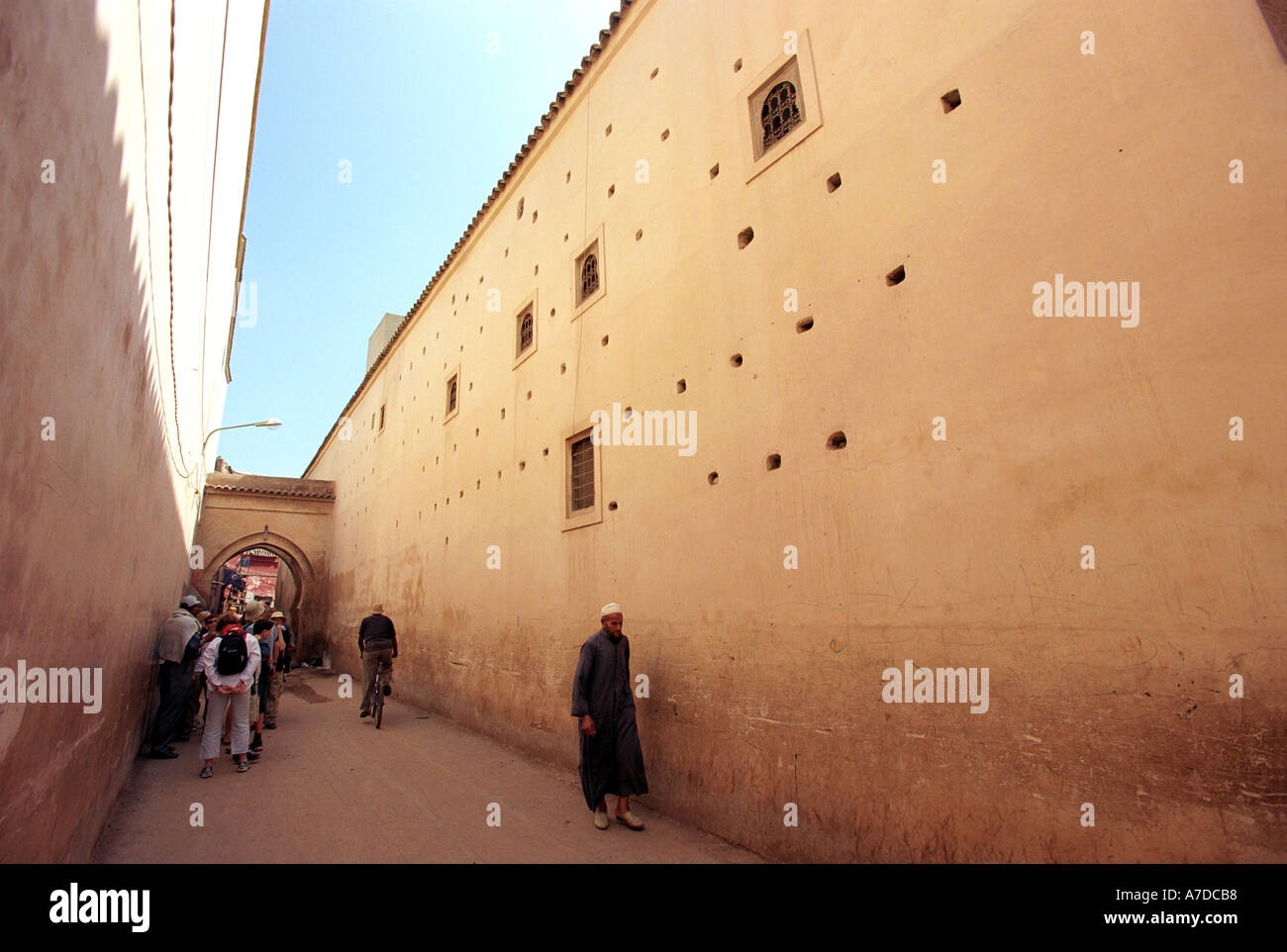 Una strada di Marrakech in Marocco in Nord Africa Foto Stock