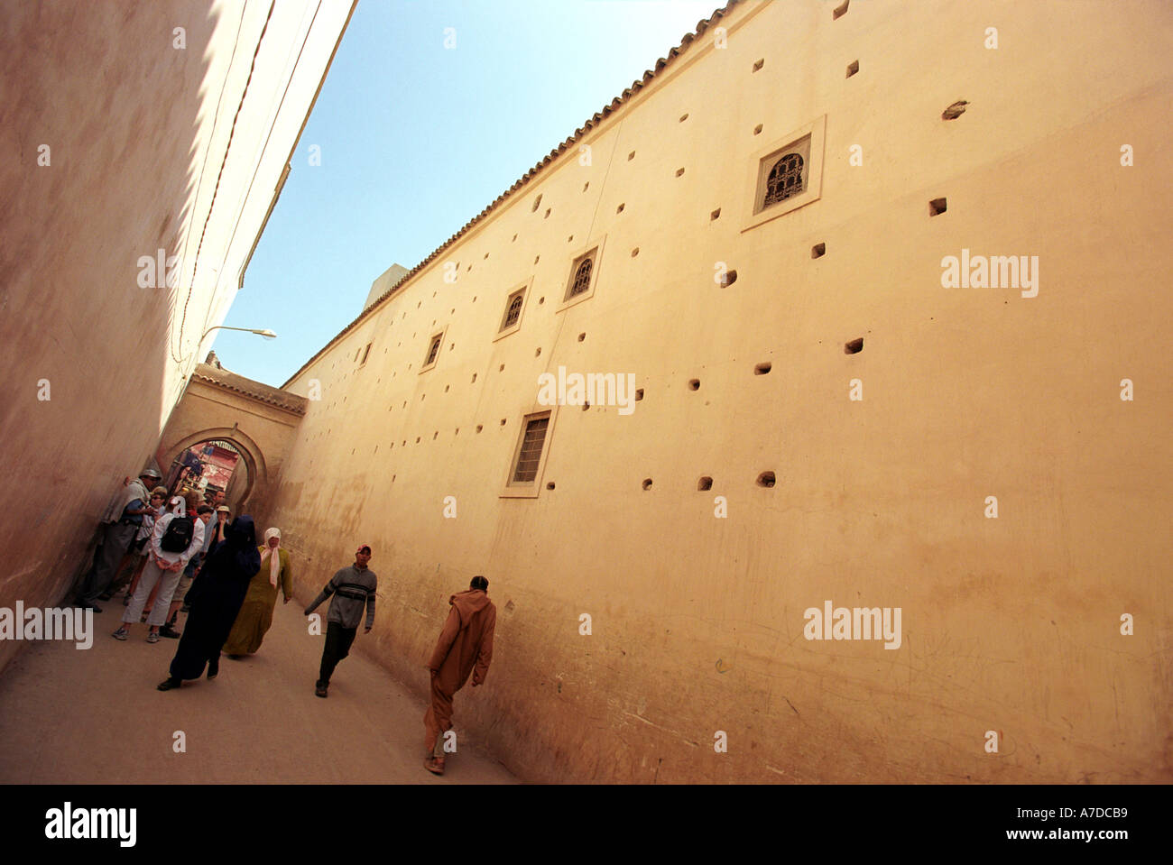 Una strada di Marrakech in Marocco in Nord Africa Foto Stock