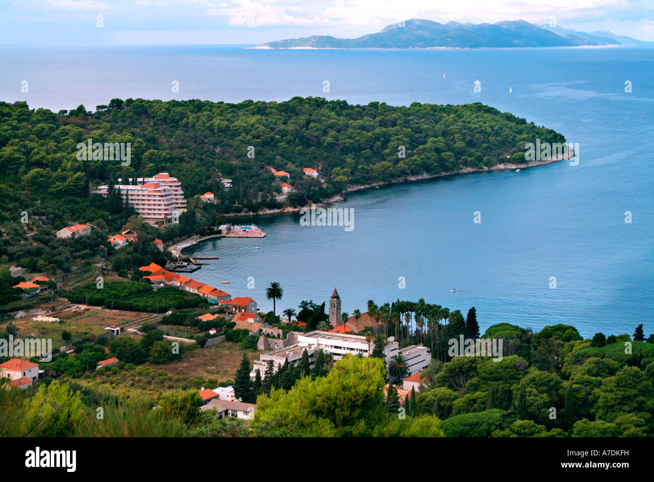 Isola di Lopud sulla costa dalmata della Croazia Foto Stock