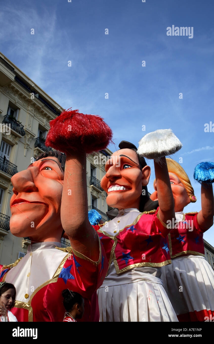 Le effigi politico al Carnevale di Nizza 2007 Foto Stock