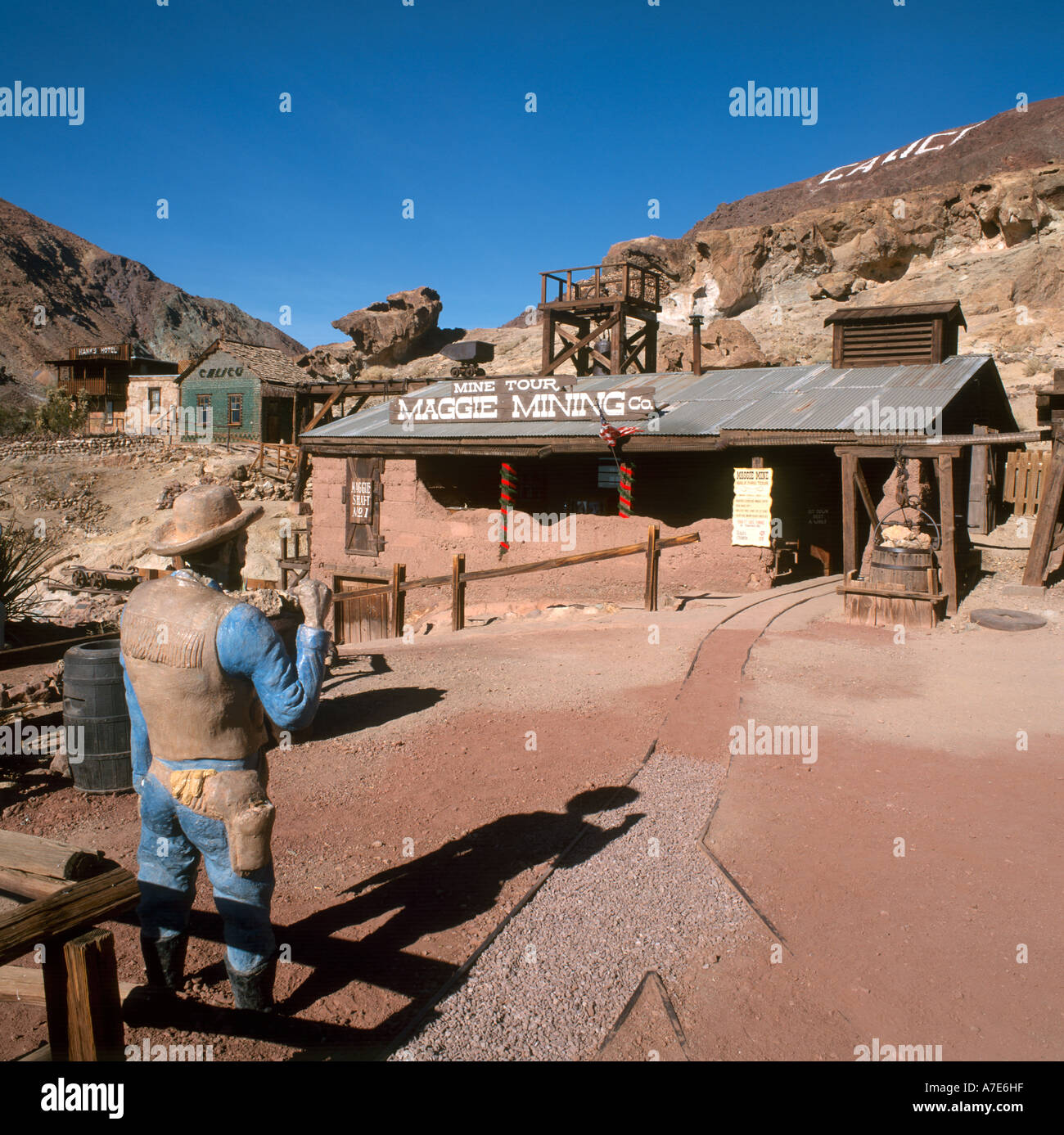 Calico Ghost Town, un ex argento città mineraria, Yermo, CALIFORNIA, STATI UNITI D'AMERICA Foto Stock