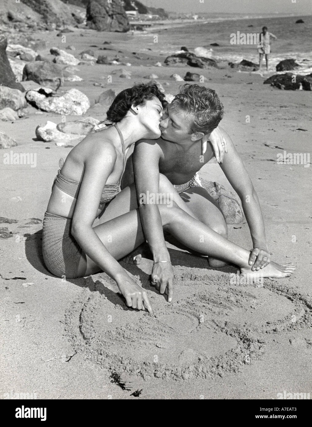 Spiaggia di anni cinquanta matura Foto Stock