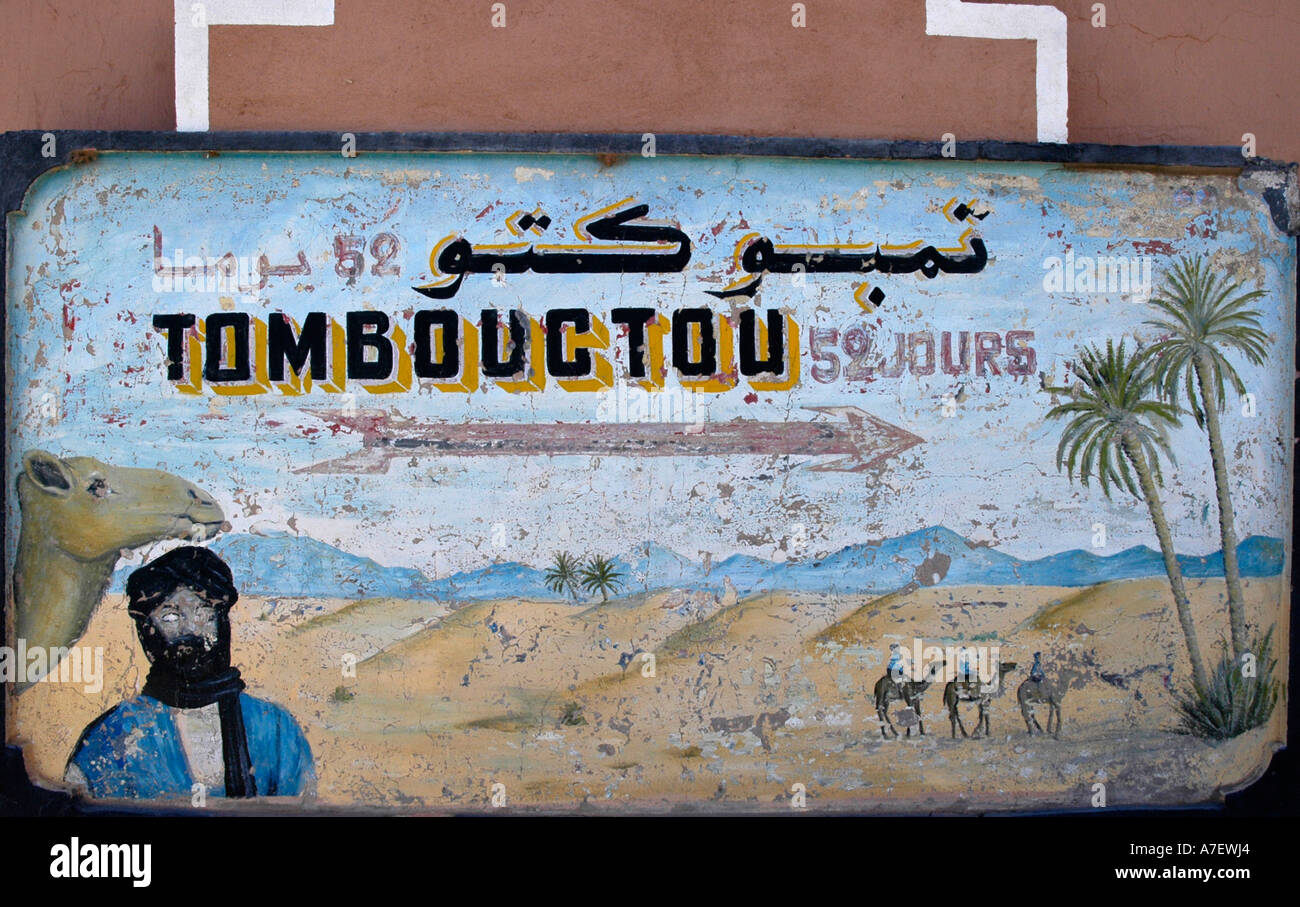 52 giorni al segno di Tombouctou Zagora Marocco Foto Stock
