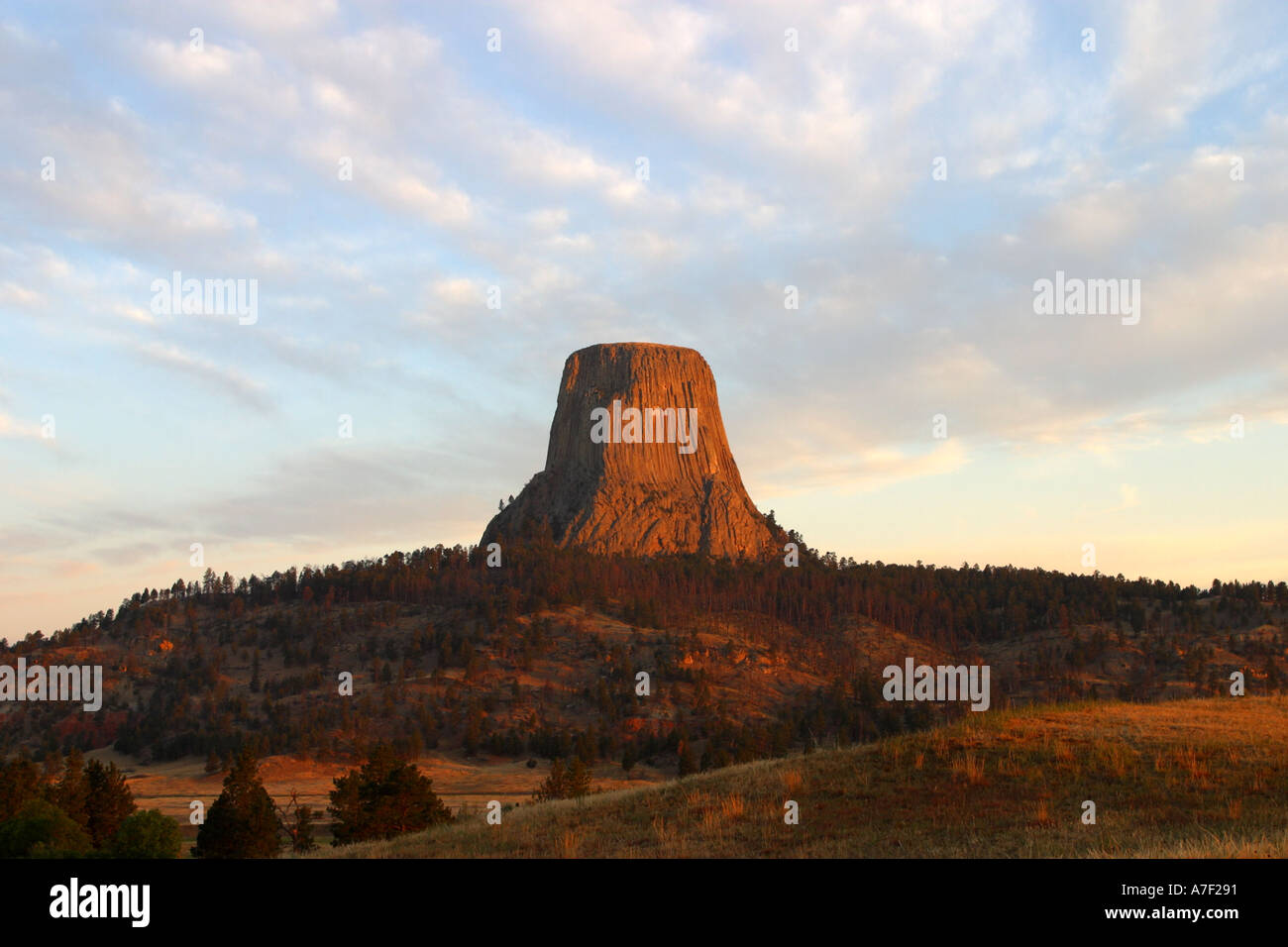 Sunrise Devils Tower National Monument Wyoming Foto Stock
