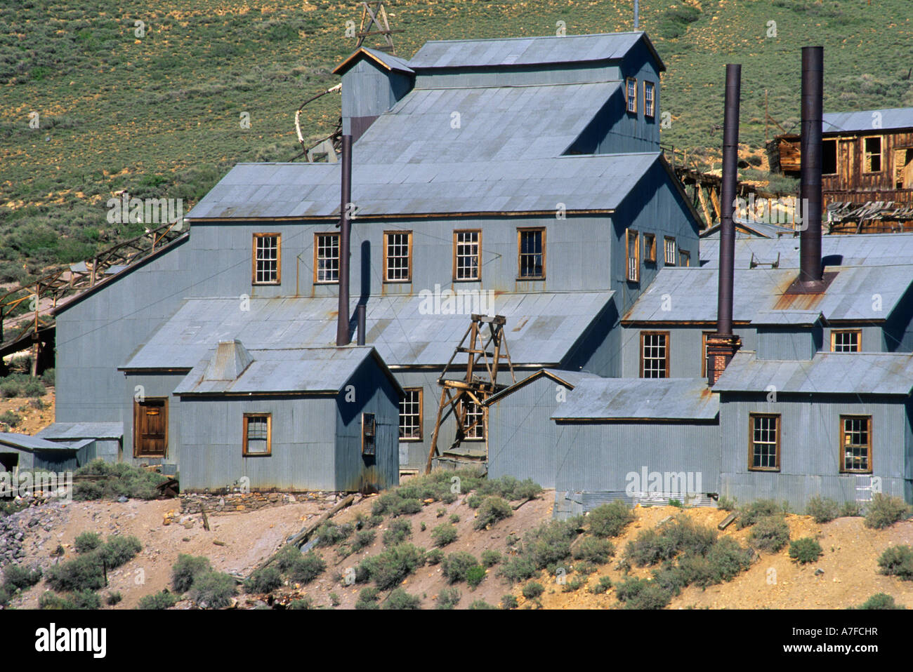 Gli edifici minerari nella città fantasma di Bodie, CALIFORNIA, STATI UNITI D'AMERICA Foto Stock