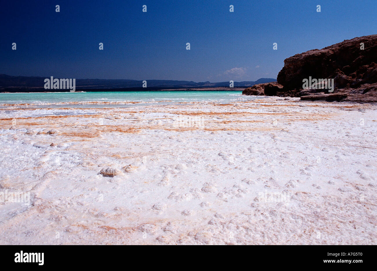 Lac Assal il Lago Assal Gibuti Gibuti. Africa triangolo di Afar Foto Stock