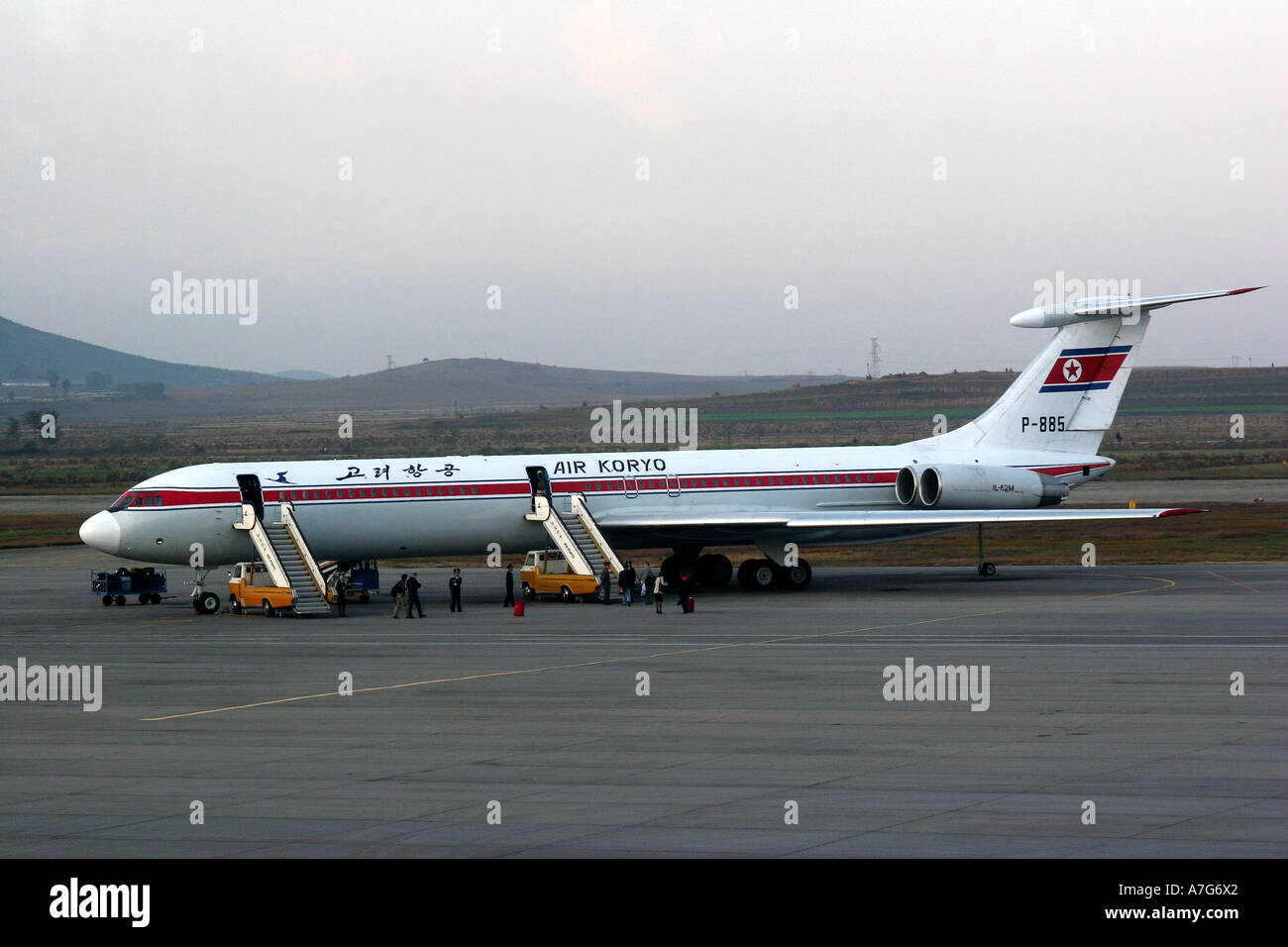 Un Air Koryo piano su asfalto a aeroporto di Pyongyang corea del nord Foto Stock