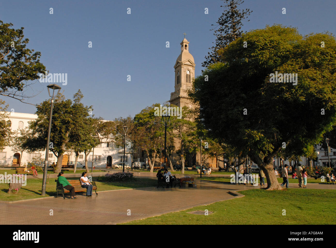Il Cile città di La Serena la piazza principale e la Cattedrale la serena valle ElQui Foto Stock