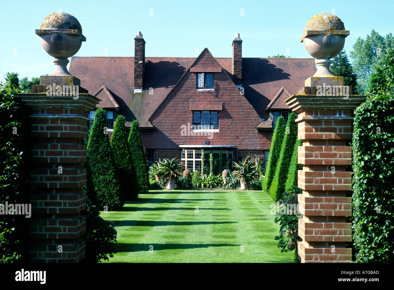 East Ruston Old Vicarage Giardino Norfolk il South Lawn Foto Stock
