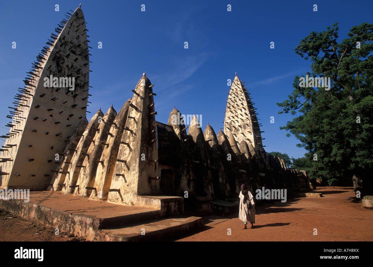 Grande Mosquée nel sahel stile architettura di fango, Bobo Dioulasso, Burkina Faso Foto Stock