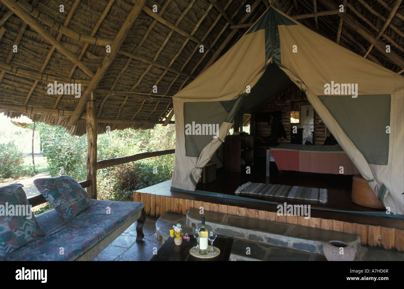 Tortilis Camp tenda, Amboseli National Park, Kenya Foto Stock