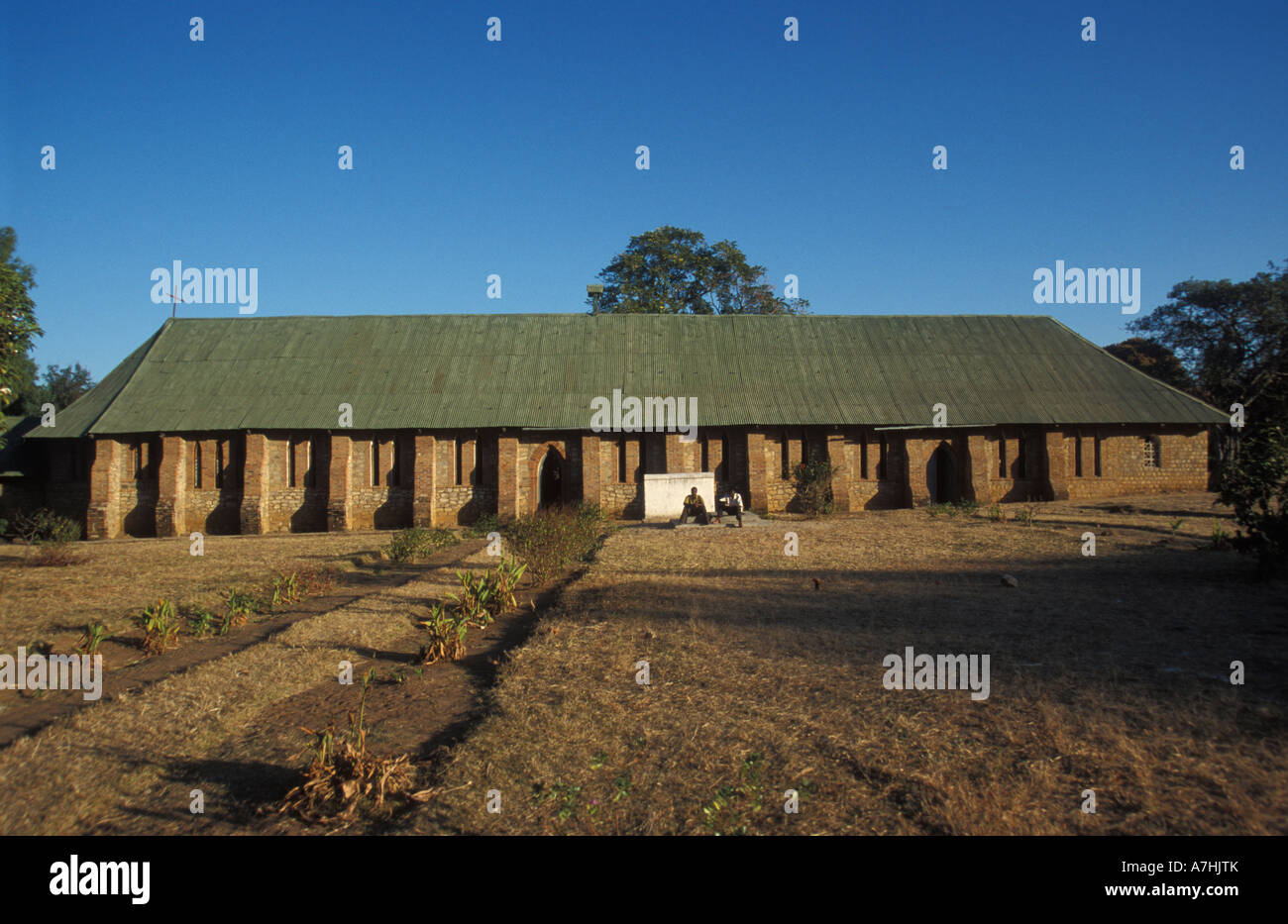 Missione di pietra presso il sito del XIX secolo mercato di schiavi, Nkhotakota, il Lago Malawi Malawi Foto Stock