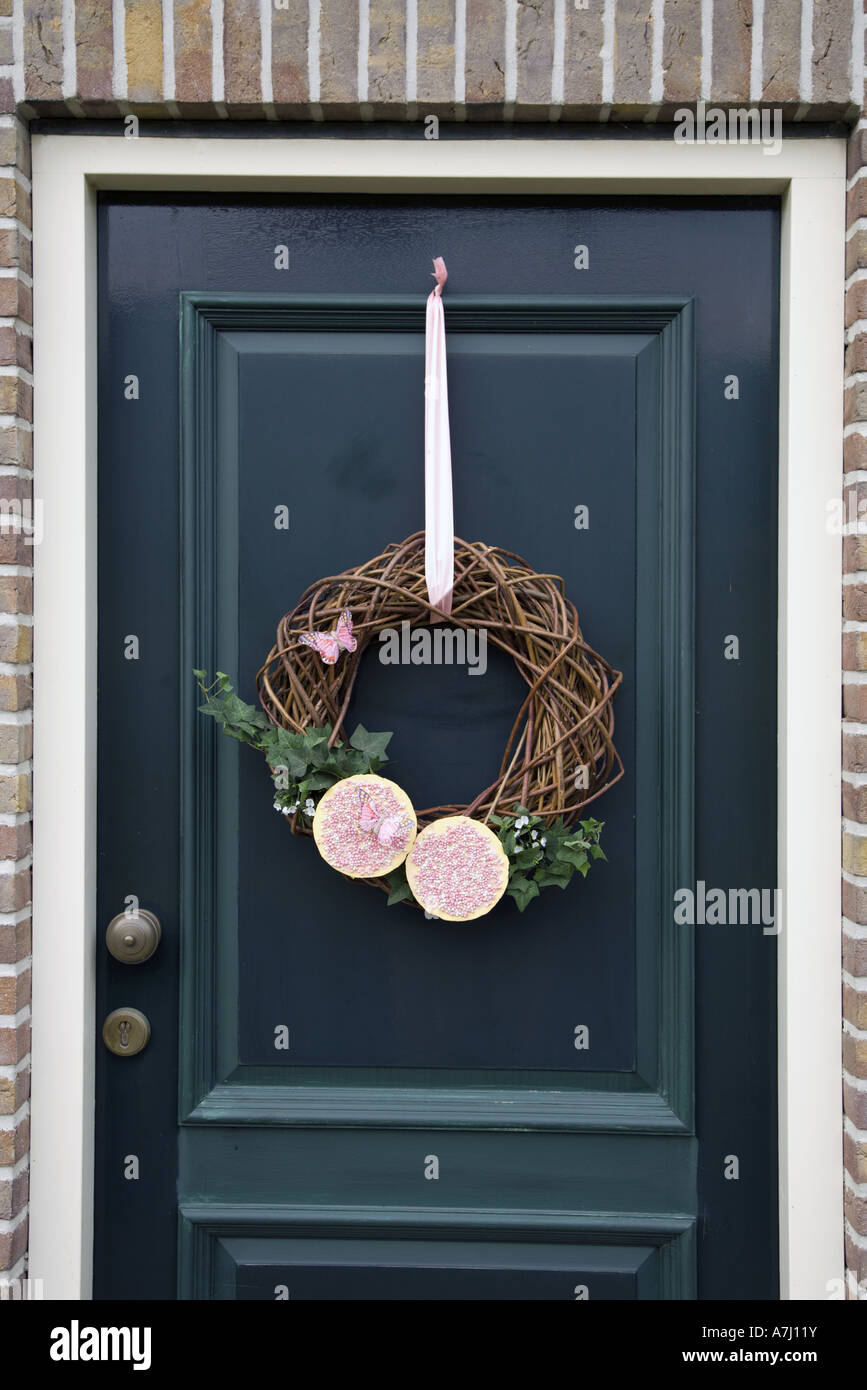 Omaggio floreale per festeggiare la nascita di un bambino, Olanda Foto Stock