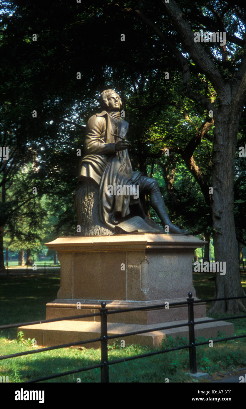 Statua di Robert Burns nel Central Park di New York Foto Stock