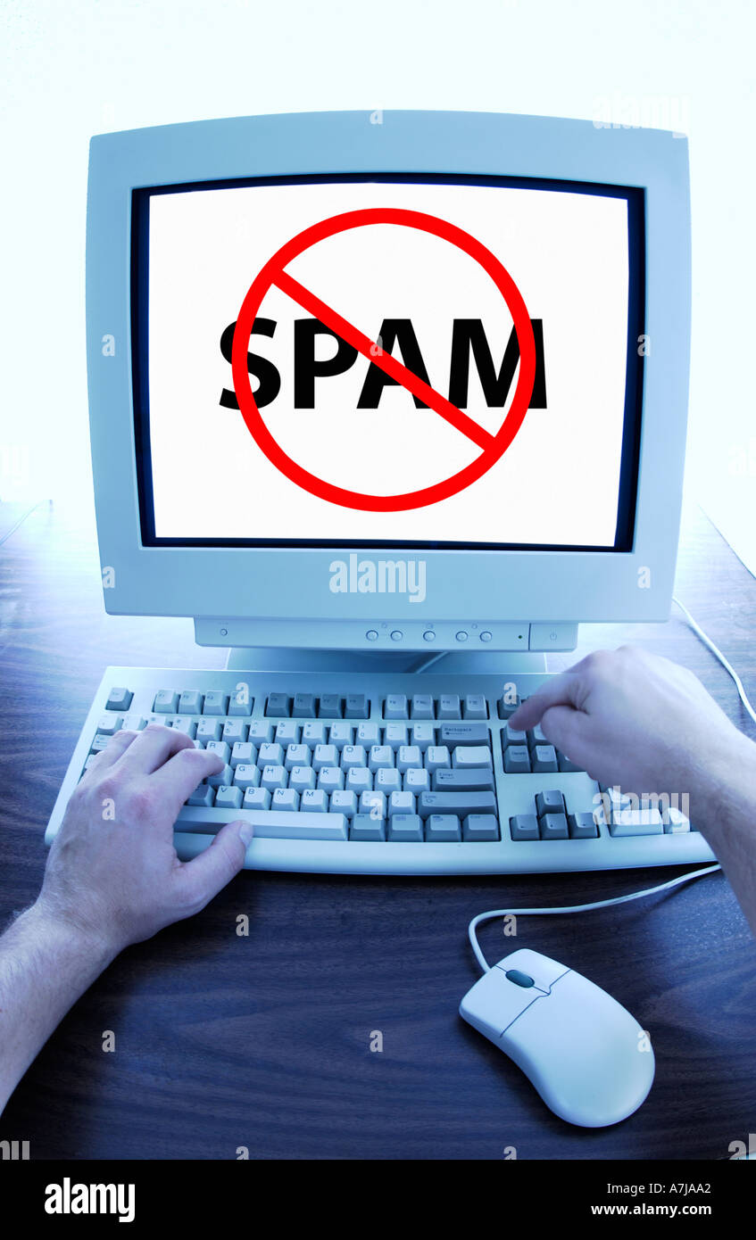 Computer con lo spam blocker Foto Stock