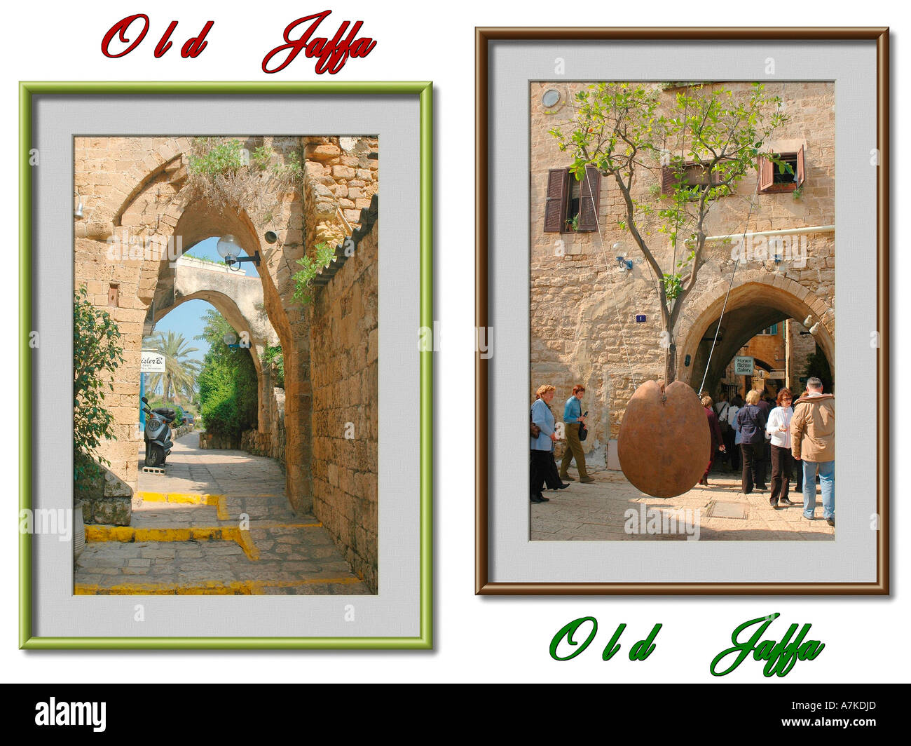 2 immagine collage di Jaffa Israele colore manipolato Foto Stock