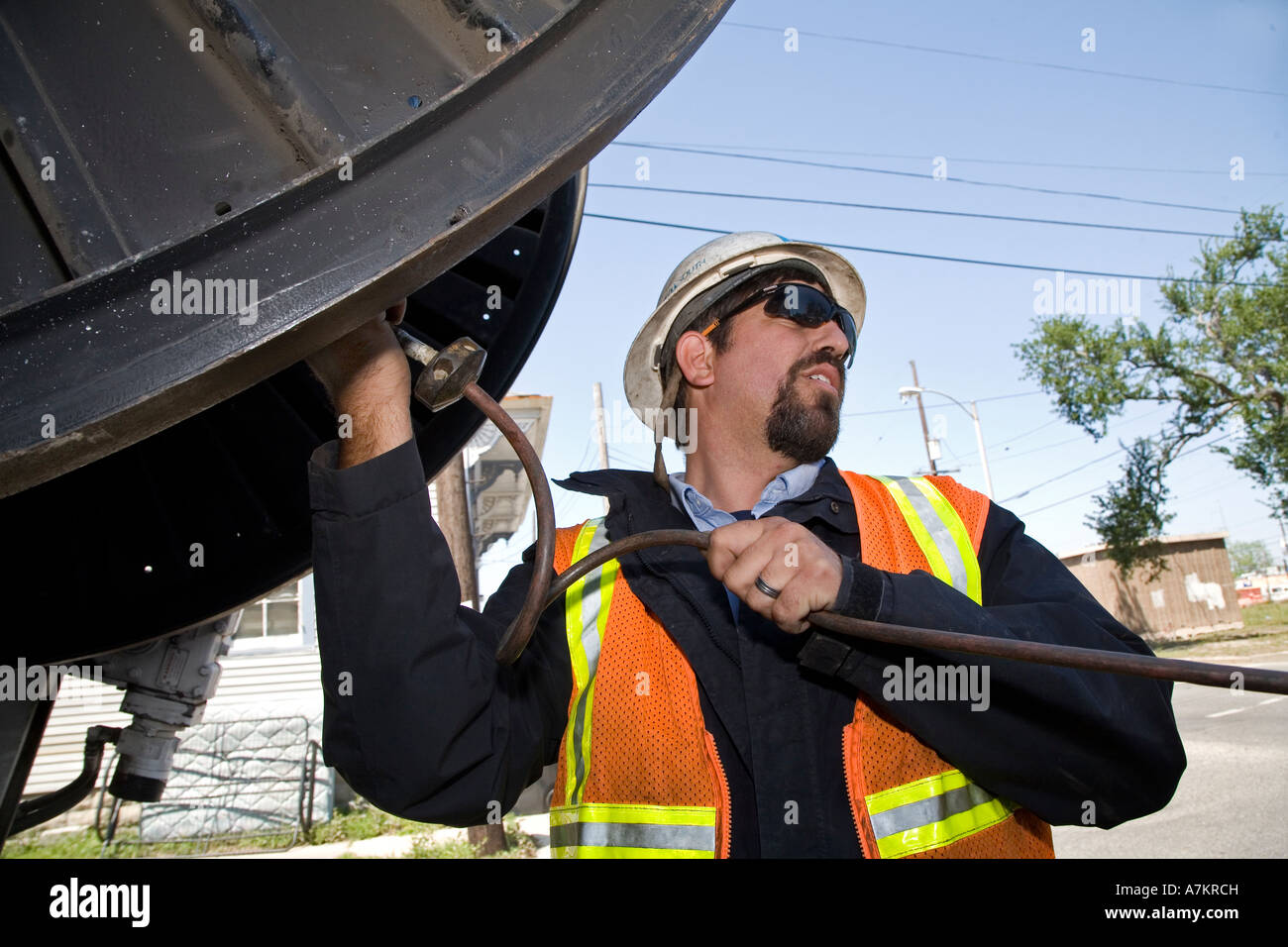 Lavoratore di telefono Foto Stock