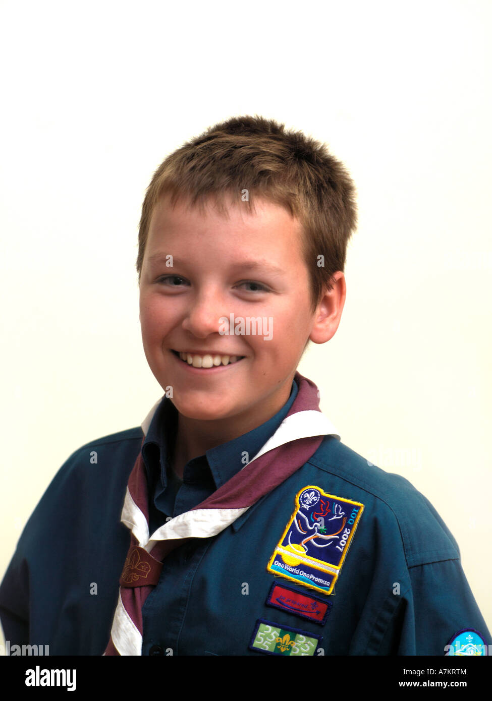 Testa e spalle Ritratto di Boy Scout Foto Stock