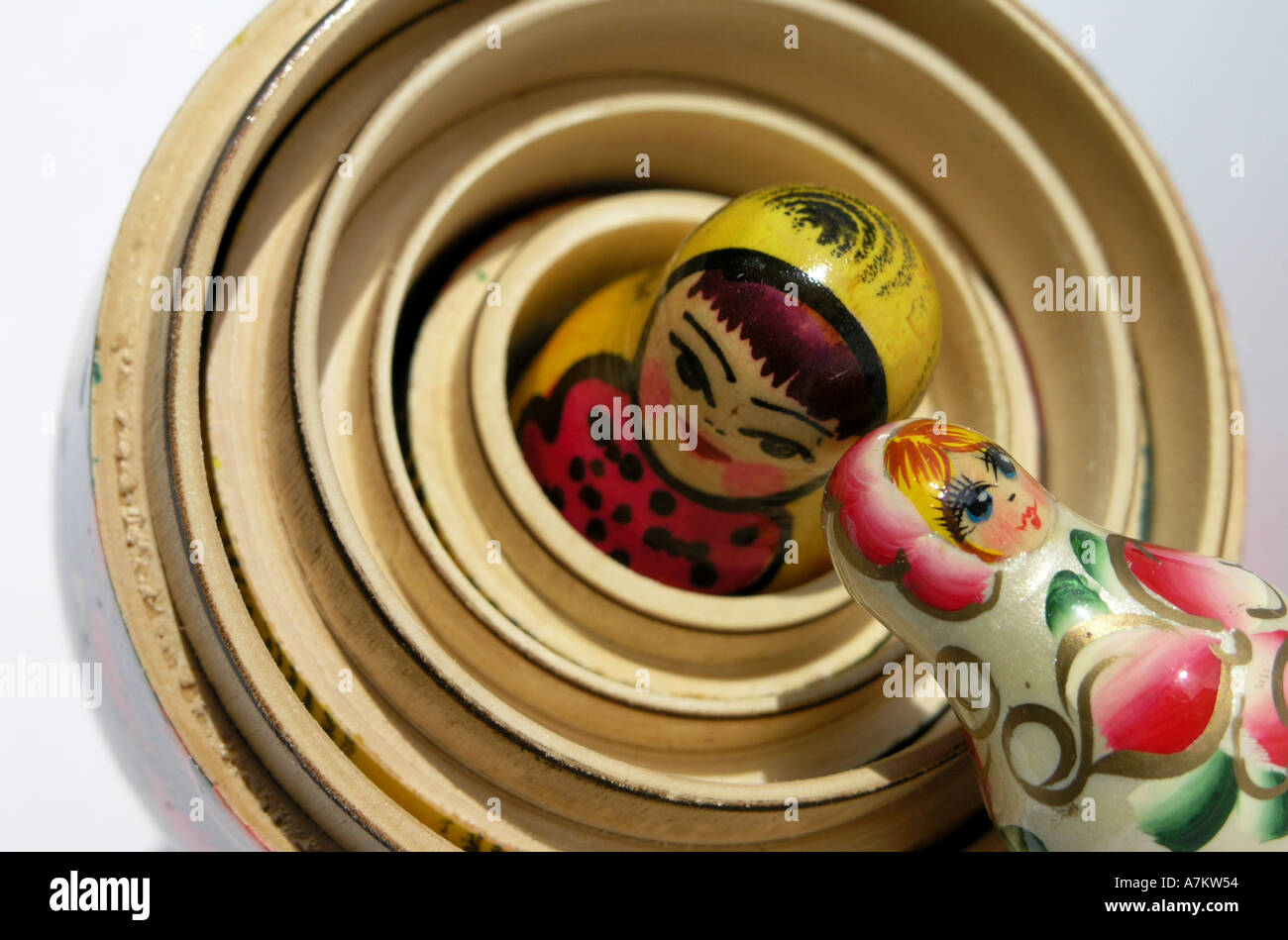 La nidificazione russa Matrioska bambole Babushka Foto Stock