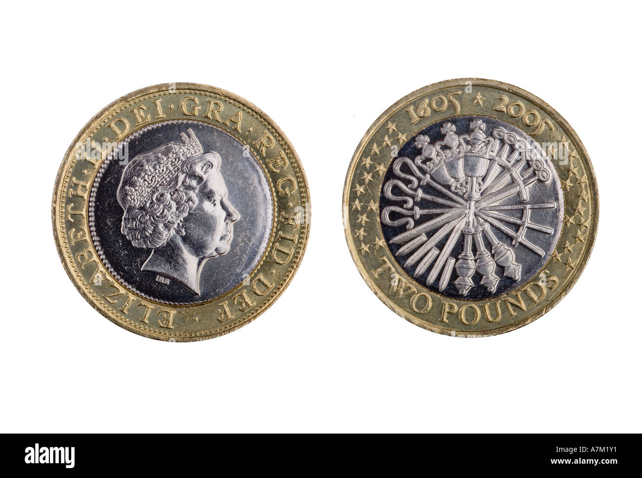 2005 GBP REGNO UNITO due pound coin. Quattrocentesimo anniversario della polvere da sparo Plot Foto Stock