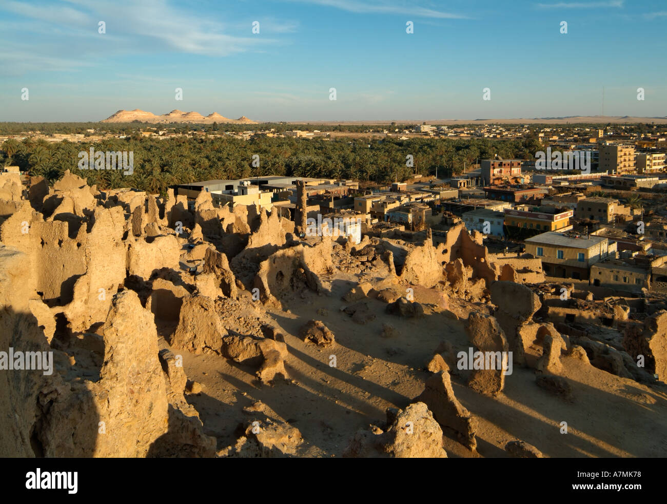 Oasi di Siwa dalla città vecchia di Shali, Egitto Foto Stock