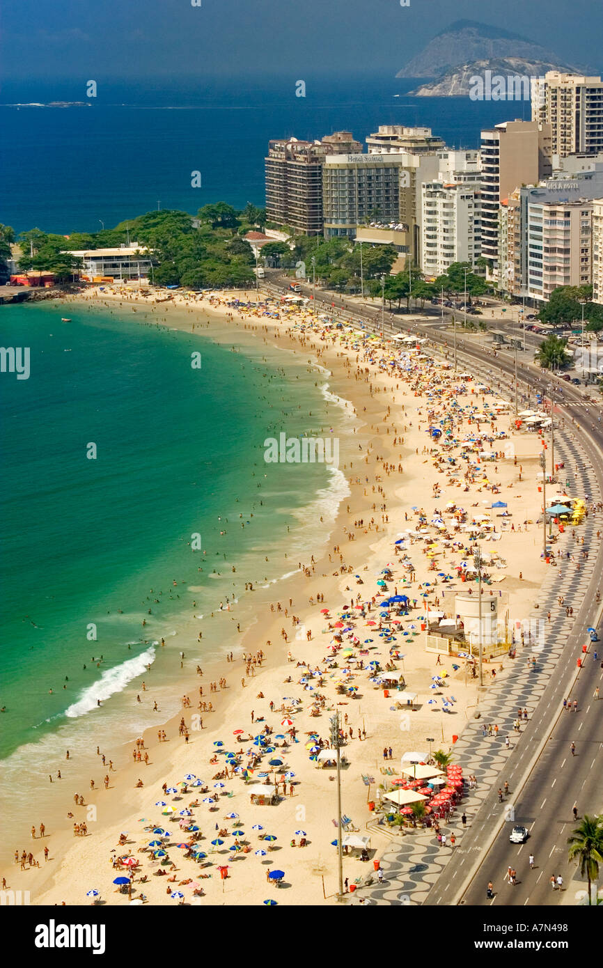 Rio de Janeiro Copacabana beach birds eye view Foto Stock