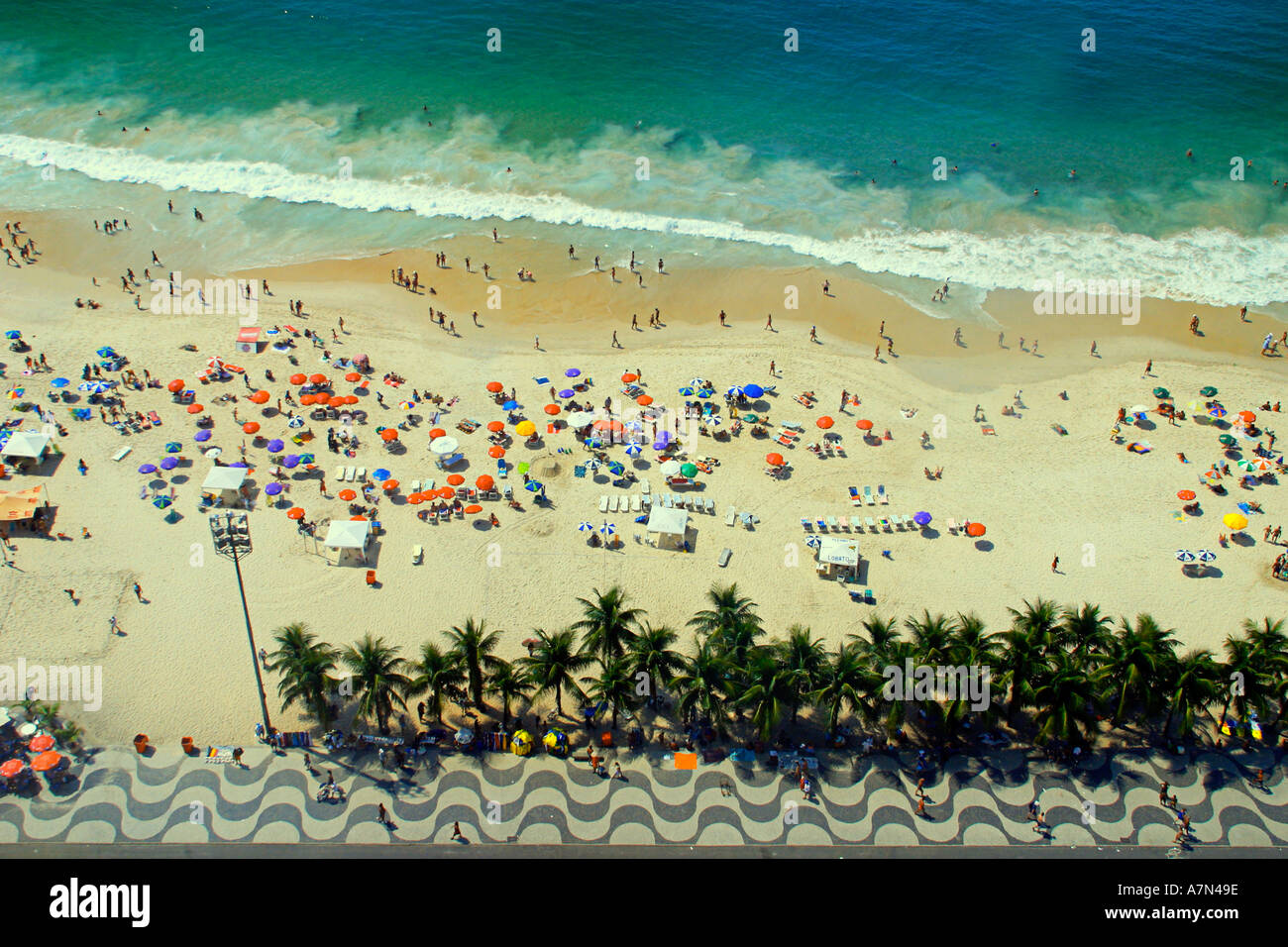 Rio de Janeiro Copacabana beach birds eye view Foto Stock