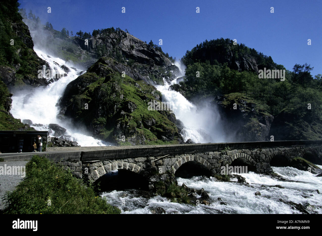 Norvegia Odda, Roldal, cascate Latefossen Foto Stock