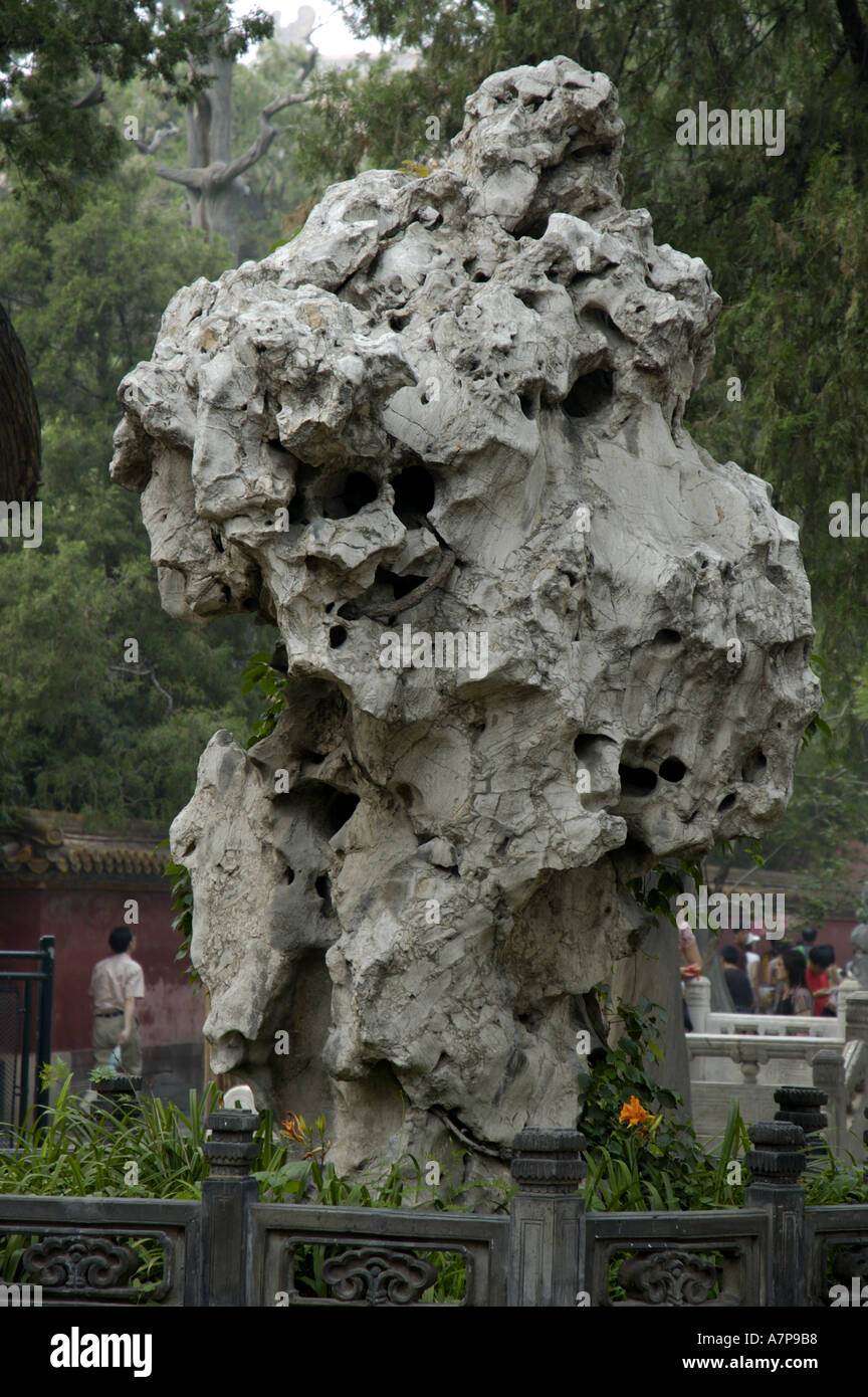 Cina Pechino cinese la Città Proibita Rock nel Giardino Imperiale Foto Stock